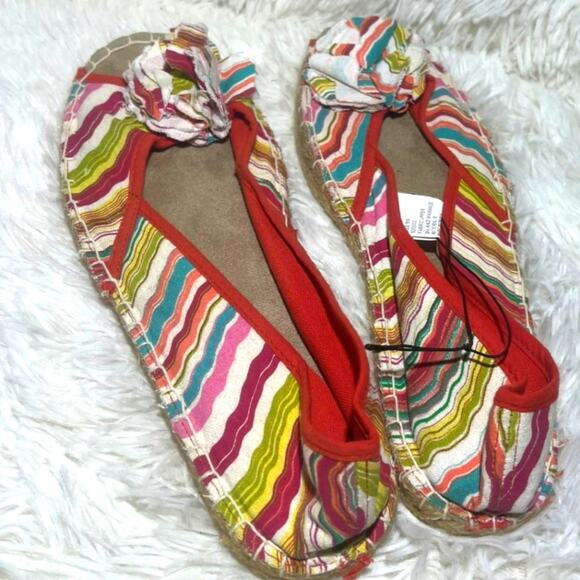 Lane Bryant Women's Flats Shoes Striped Multicolored Open Toe Size 9W - Picture 4 of 6